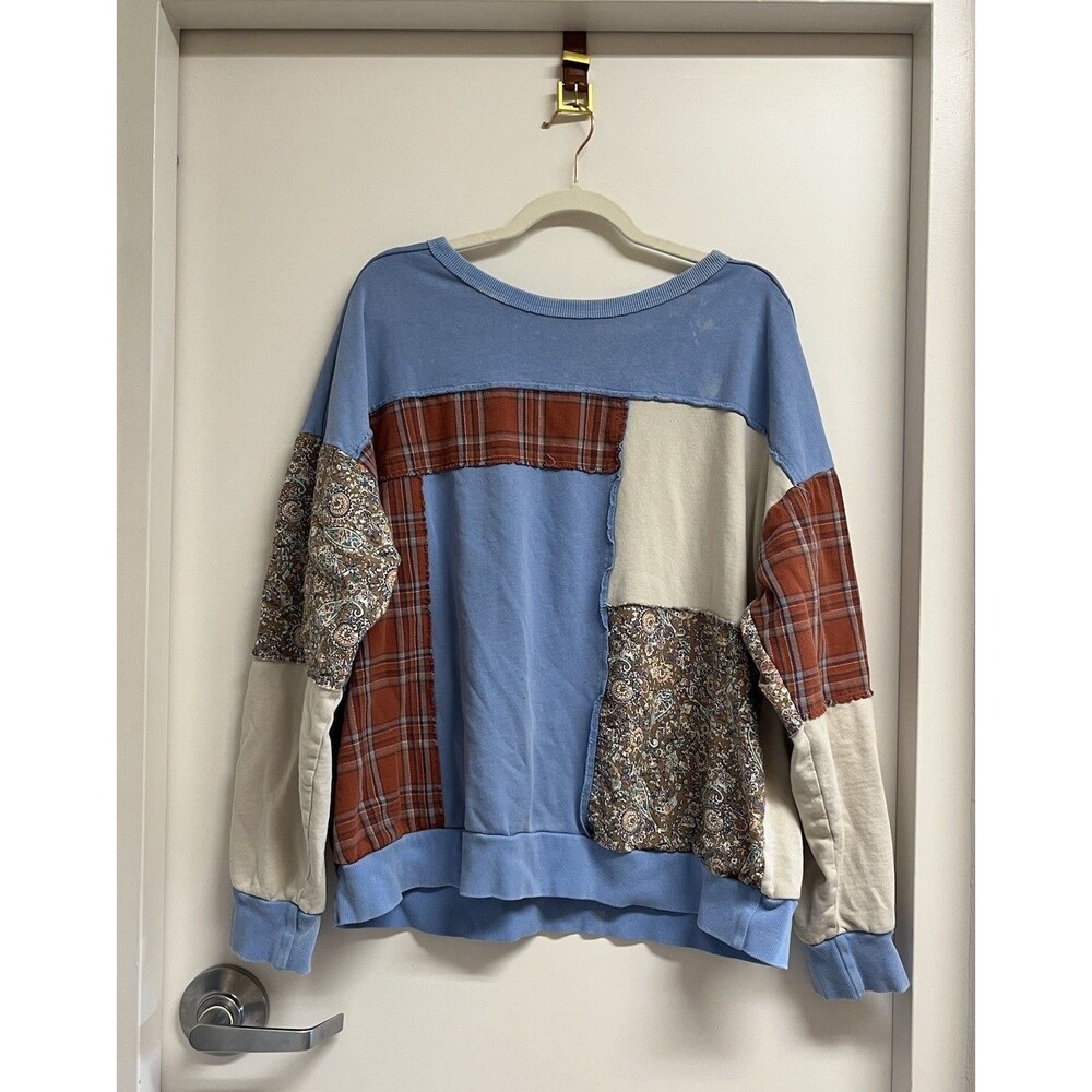 Easel Los Angeles Sweatshirt Patchwork Pullover Sweater Boho Chic 2XL